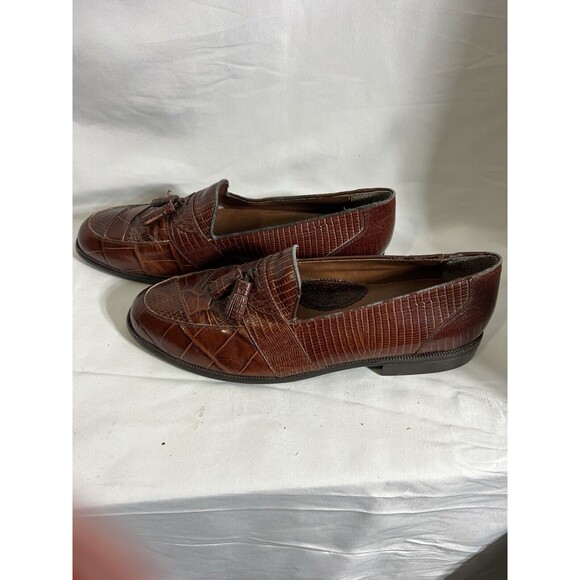 Stacy Adams Men\'s 11M Brown Genuine Snake Skin & Leather Tassel Loafer Shoes main image 10
